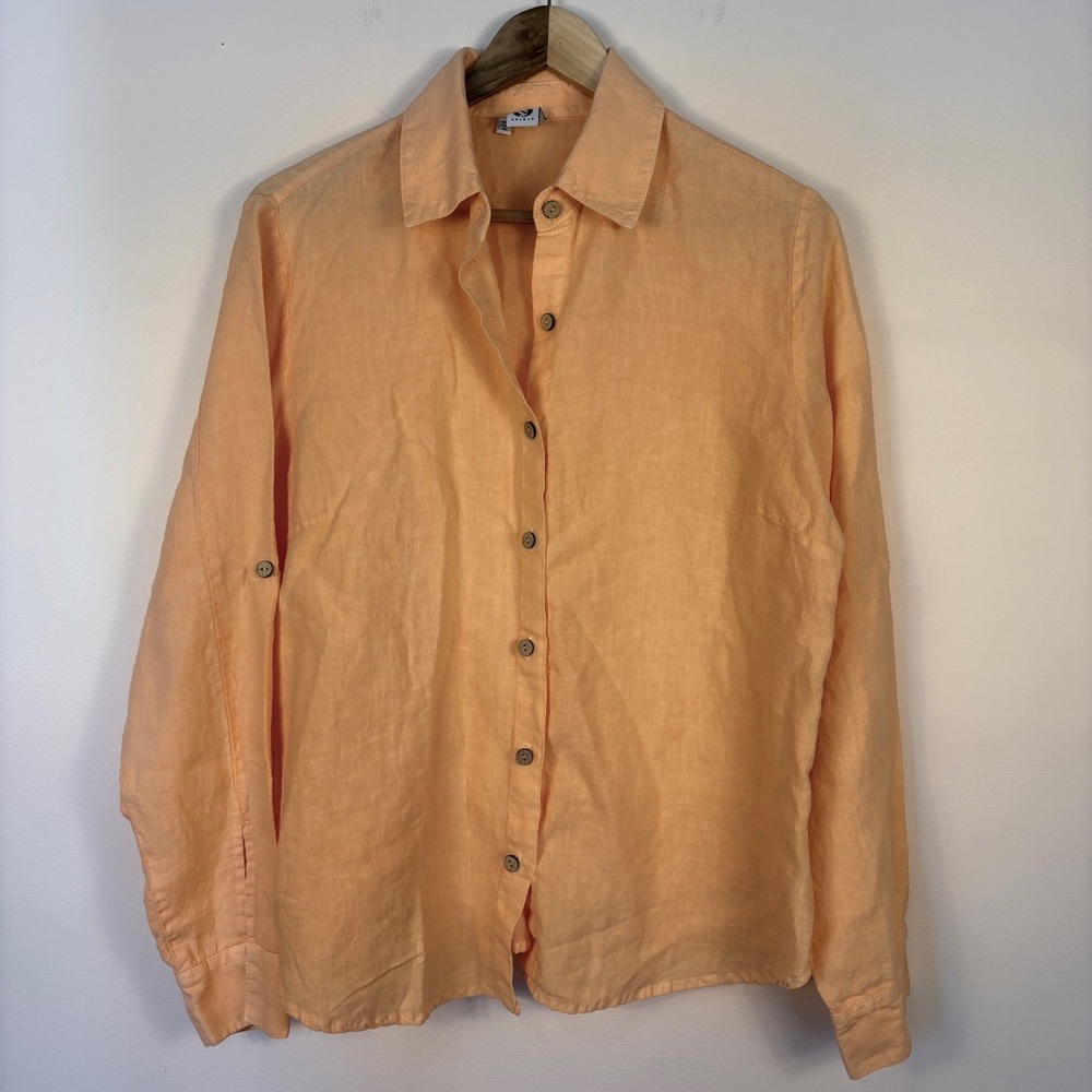 Spirit 100% Linen Button Down Shirt Oversized Soft Peach Coastal Preppy